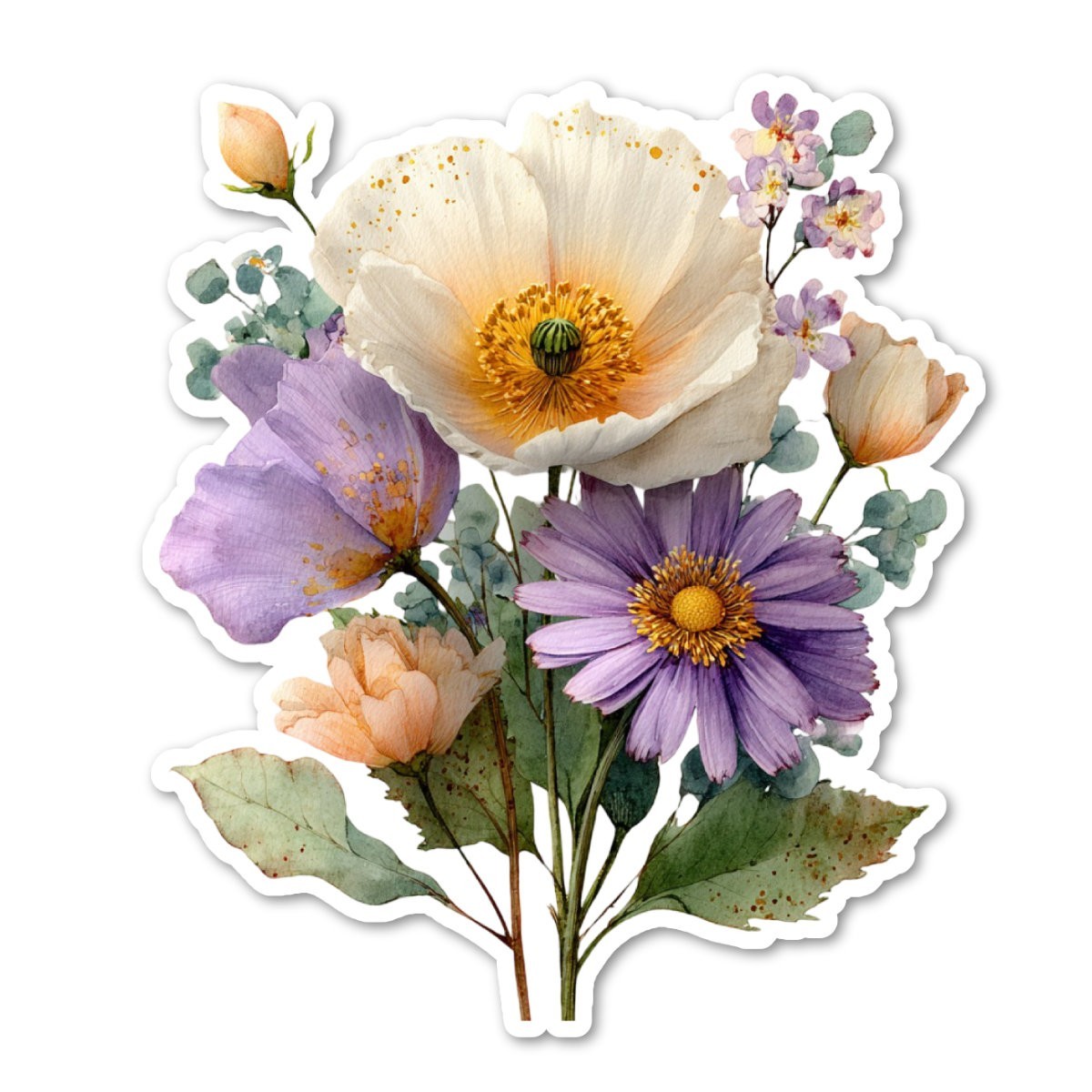 Garden Flower Bouquet Vinyl Sticker Waterproof Laptop Water Bottle Phone Art