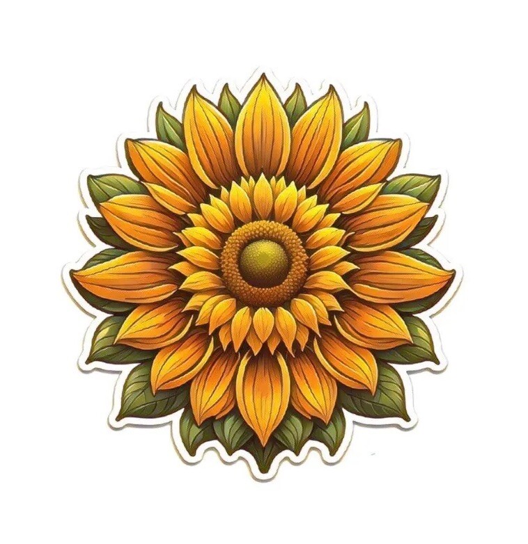 Hippy Sunflower Sacred Geometry DIE-CUT Sticker