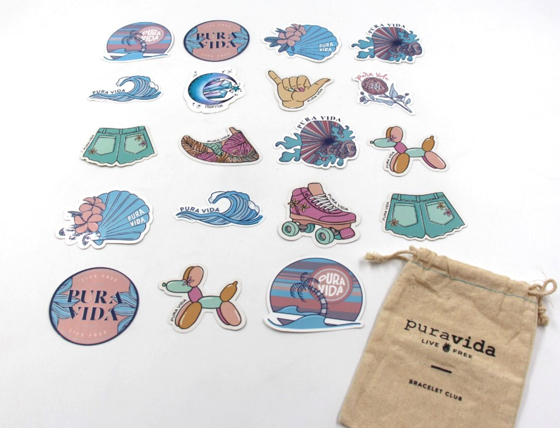 Pura Vida Sticker Lot Of 19 Logo Summer Beach Island Themed Floral Balloon Dog