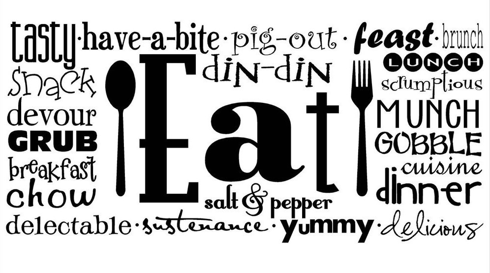 EAT COLLAGE Kitchen Dining Room Wall Art Decal Quote Words Lettering Decor 36"