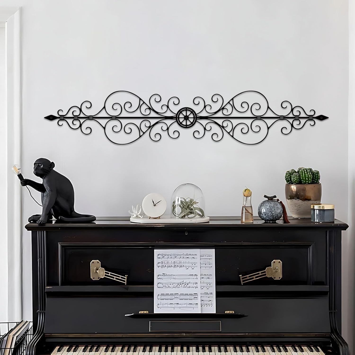 Vintage Inspired Wrought Iron Scroll Wall Art – Lightweight & Waterproof