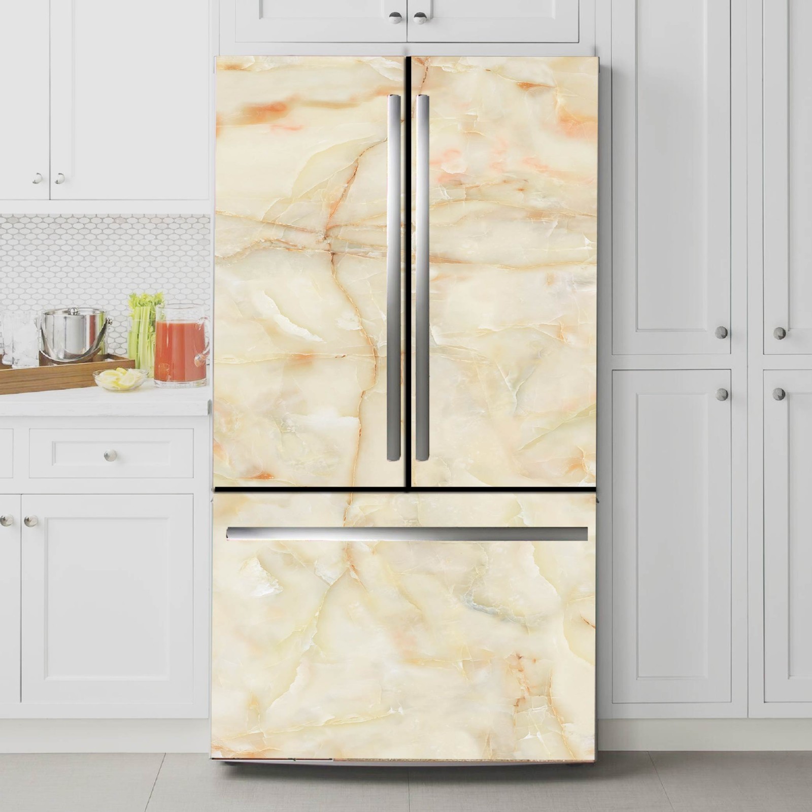 Marble Fridge Wrap Removable, Renter Friendly Upgrade