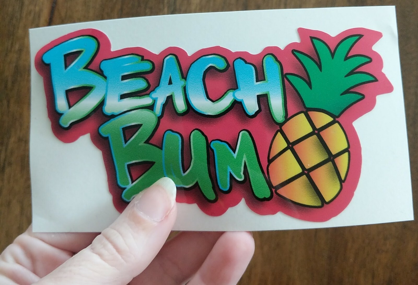 Beach Bum Pineapple 5.5×3" Decal Printed Vinyl Sticker Pink Tropical Ocean Life
