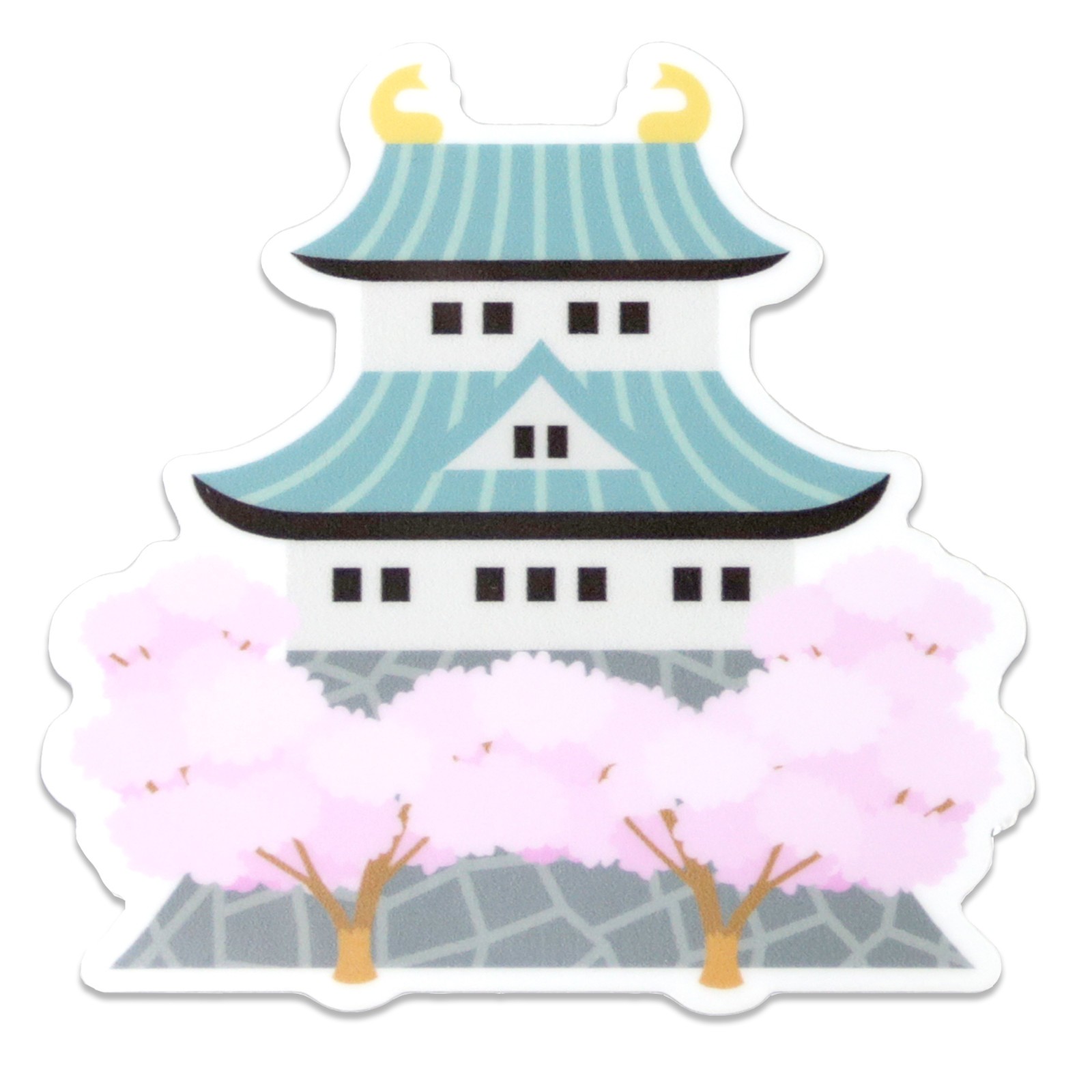 Japanese Sakura Castle Sticker Cherry Blossoms Shiro Made in Japan