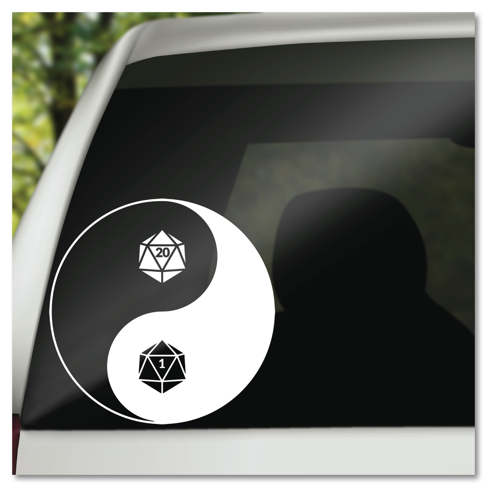 6" Dungeons & Dragons Yin Yang D&D Dice 20 Sided Dice Vinyl Decal Sticker