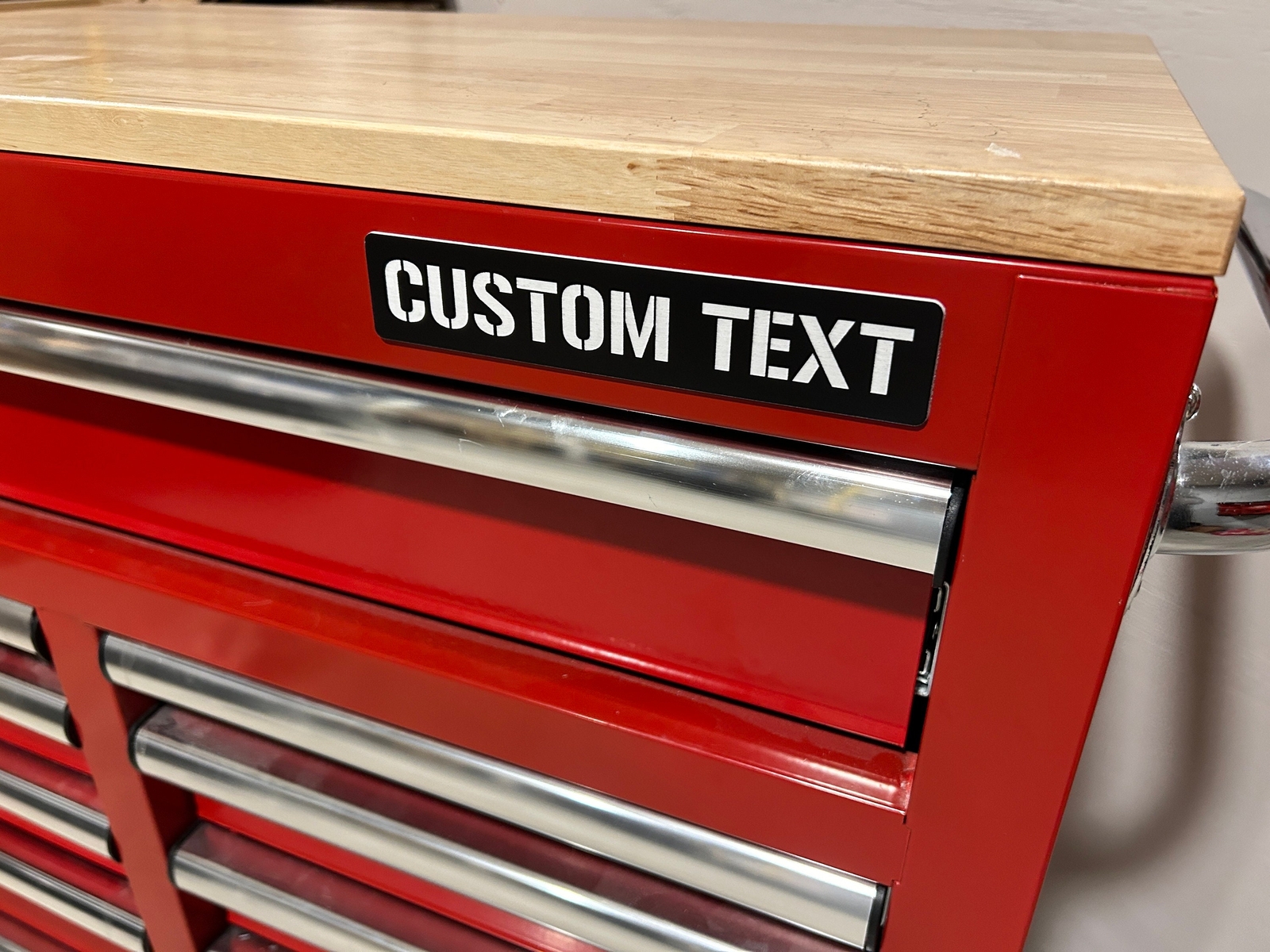 Custom Engraved Toolbox Nametag Badge. Pick a Color, Personalize, Peel & Stick