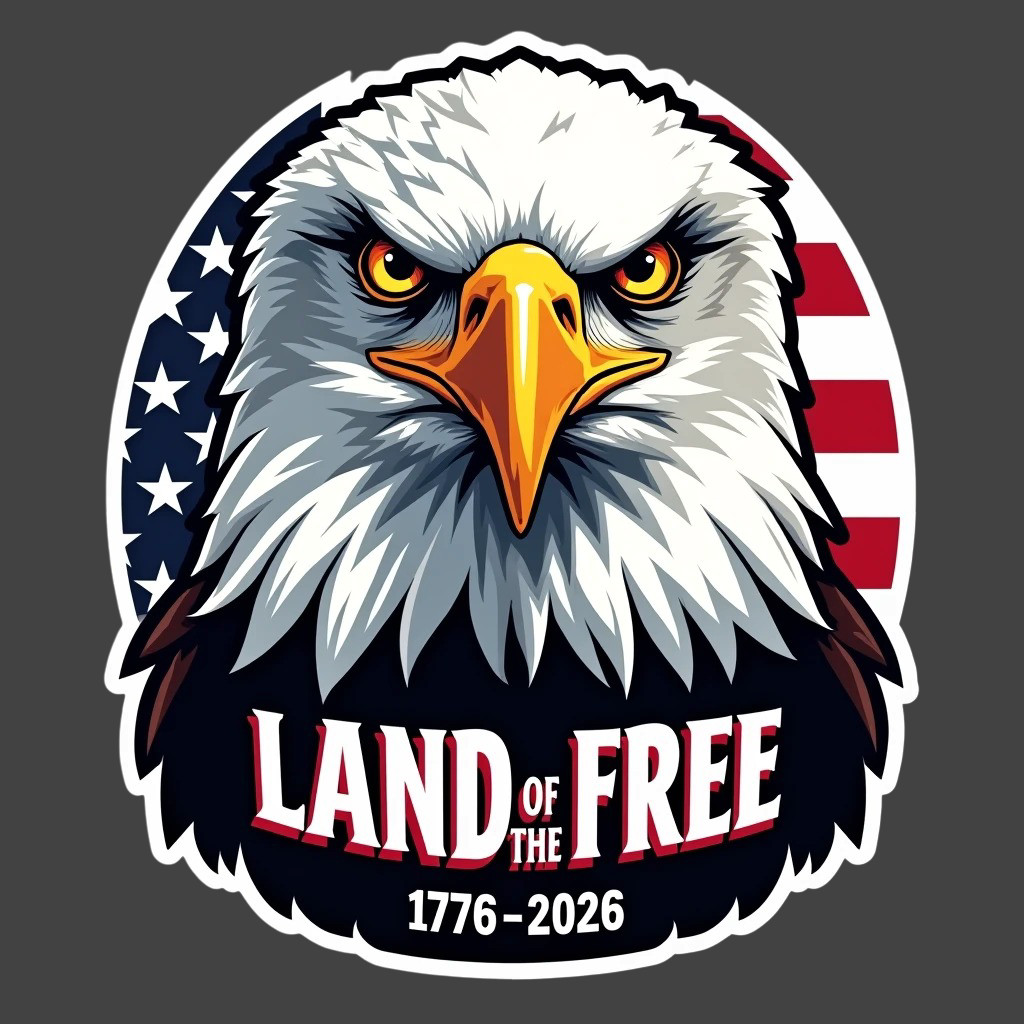 America 250 Sticker Vinyl Decal Eagle Head Land of the Free 1776 2026