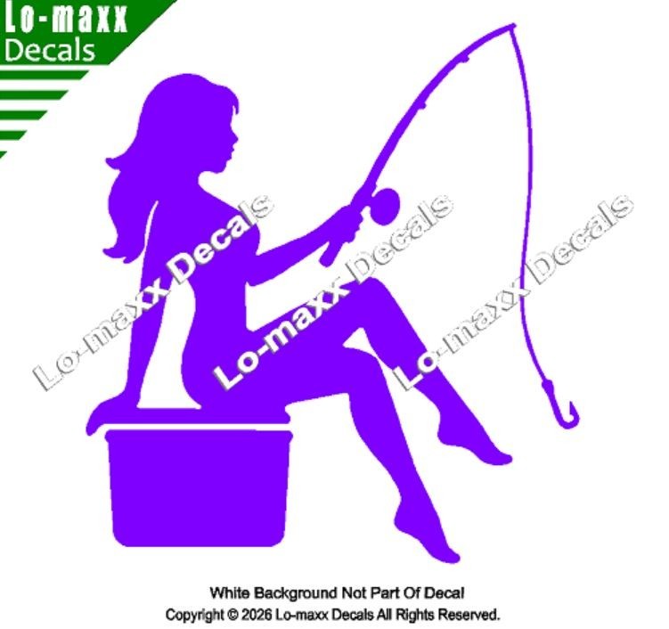 Mudflap Fishing Girl Die Cut Vinyl Decal High Performance Truck Car Sticker