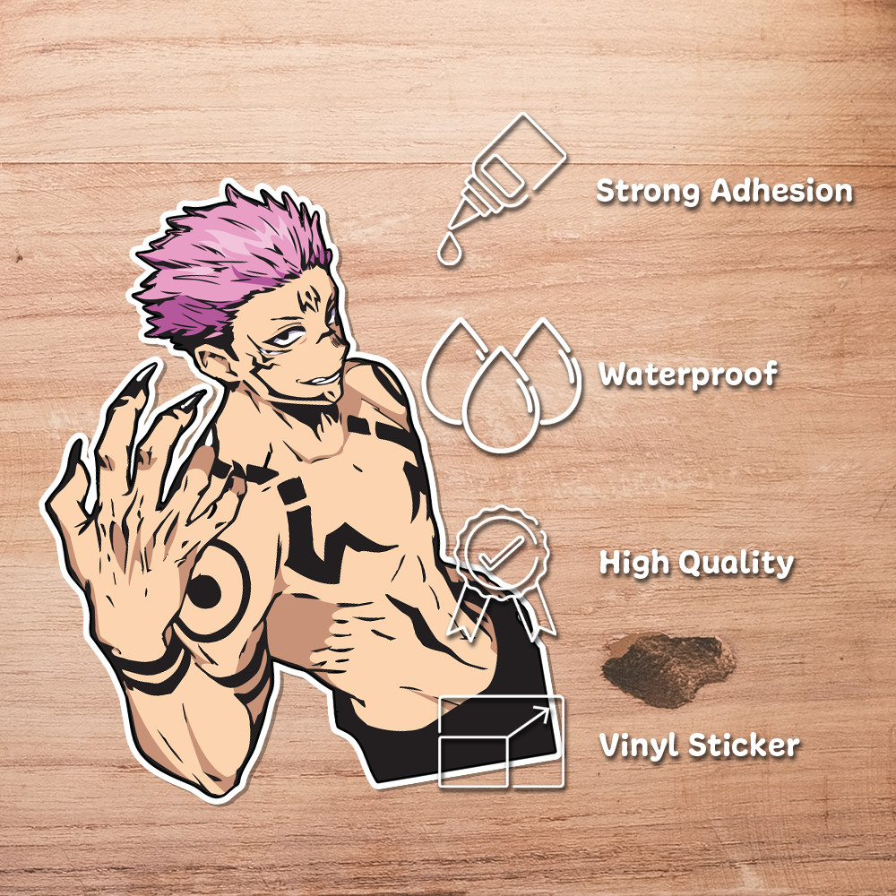 Sukuna Jujutsu Kaisen sticker, glossy finish and vibrant colors 3.75"W x 5"H