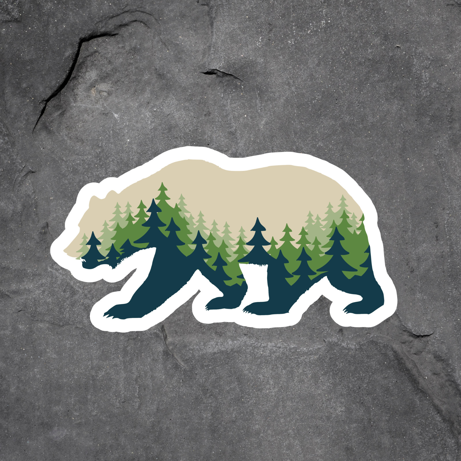 Bear sticker vinyl decal forest wildlife trees outdoor nature adventure