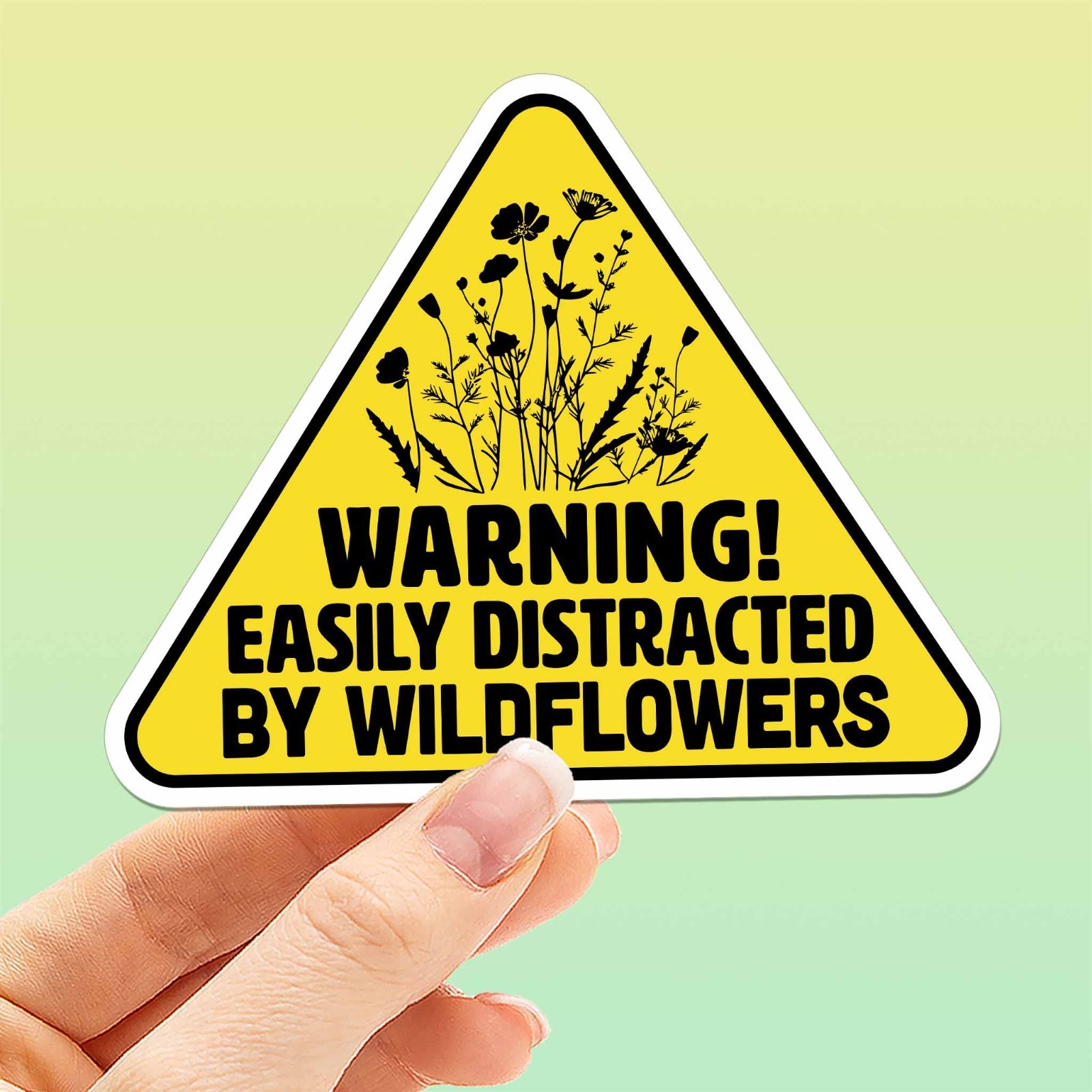 Easily Distracted by Wildflowers Sticker – Funny Nature Decal for Laptop