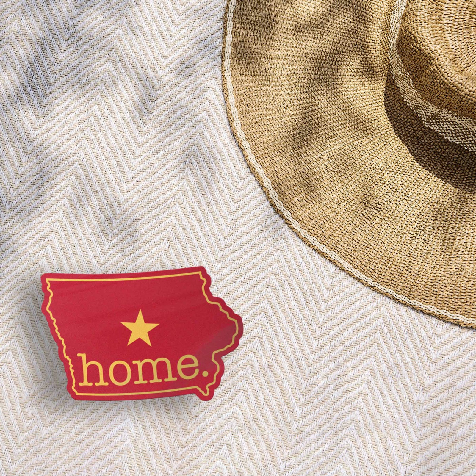 Red Iowa Home Sticker – Cute Ames IA Midwest Decal