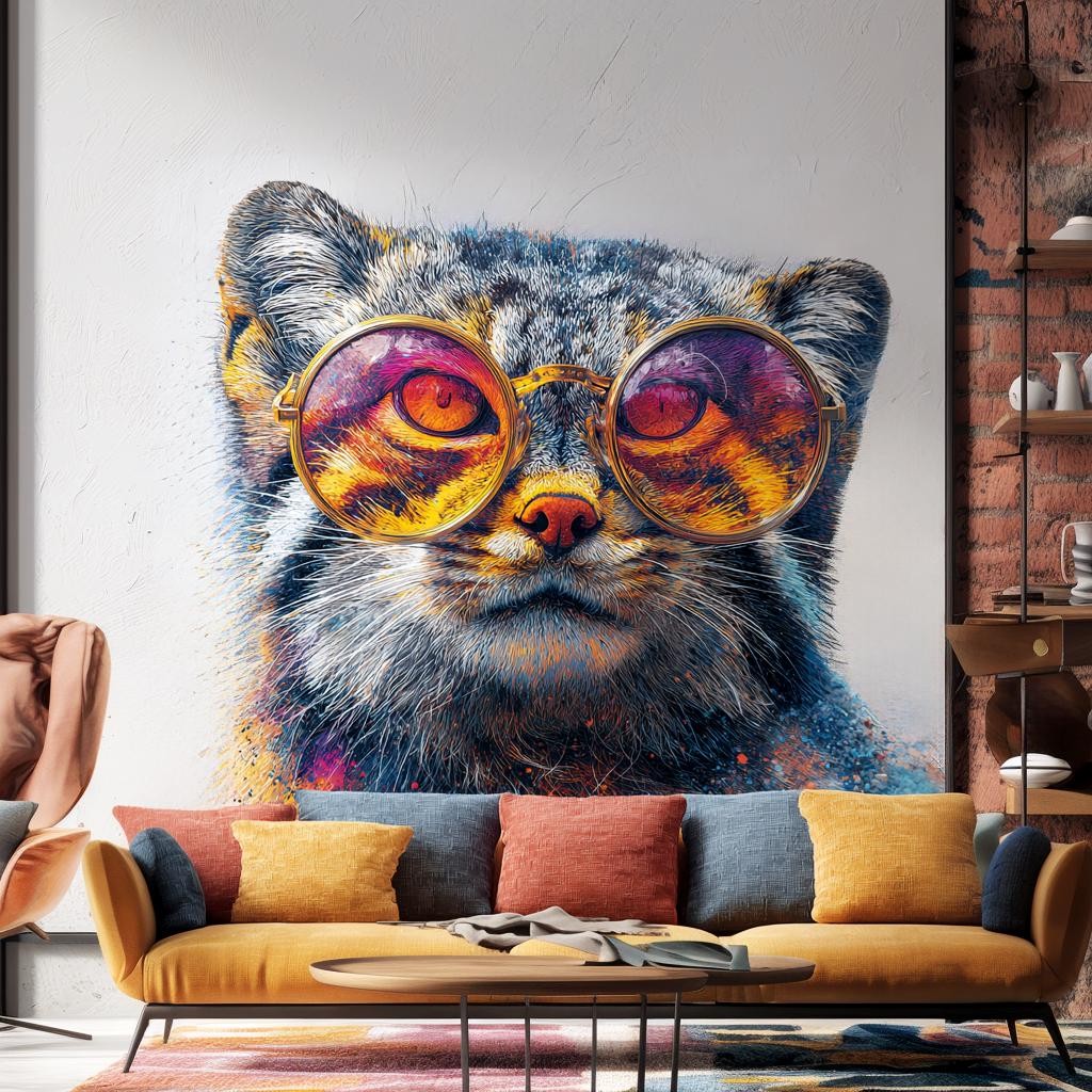Manul Cat with Sunglasses | Pallas Cat Wall Decal