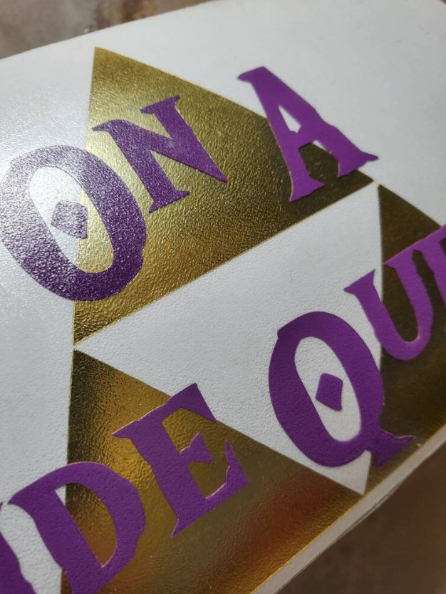 On A Side Quest Decal with Brushed Metallic Gold Vinyl 6"