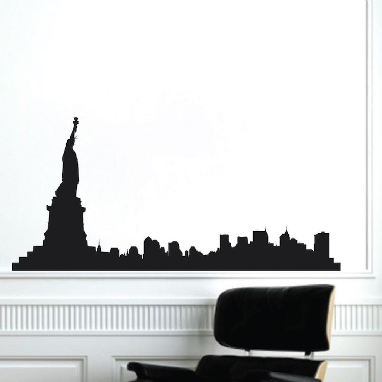New York Skyline Wall Decal USA Wallpaper Mural Vinyl Removable NYC Design, g61