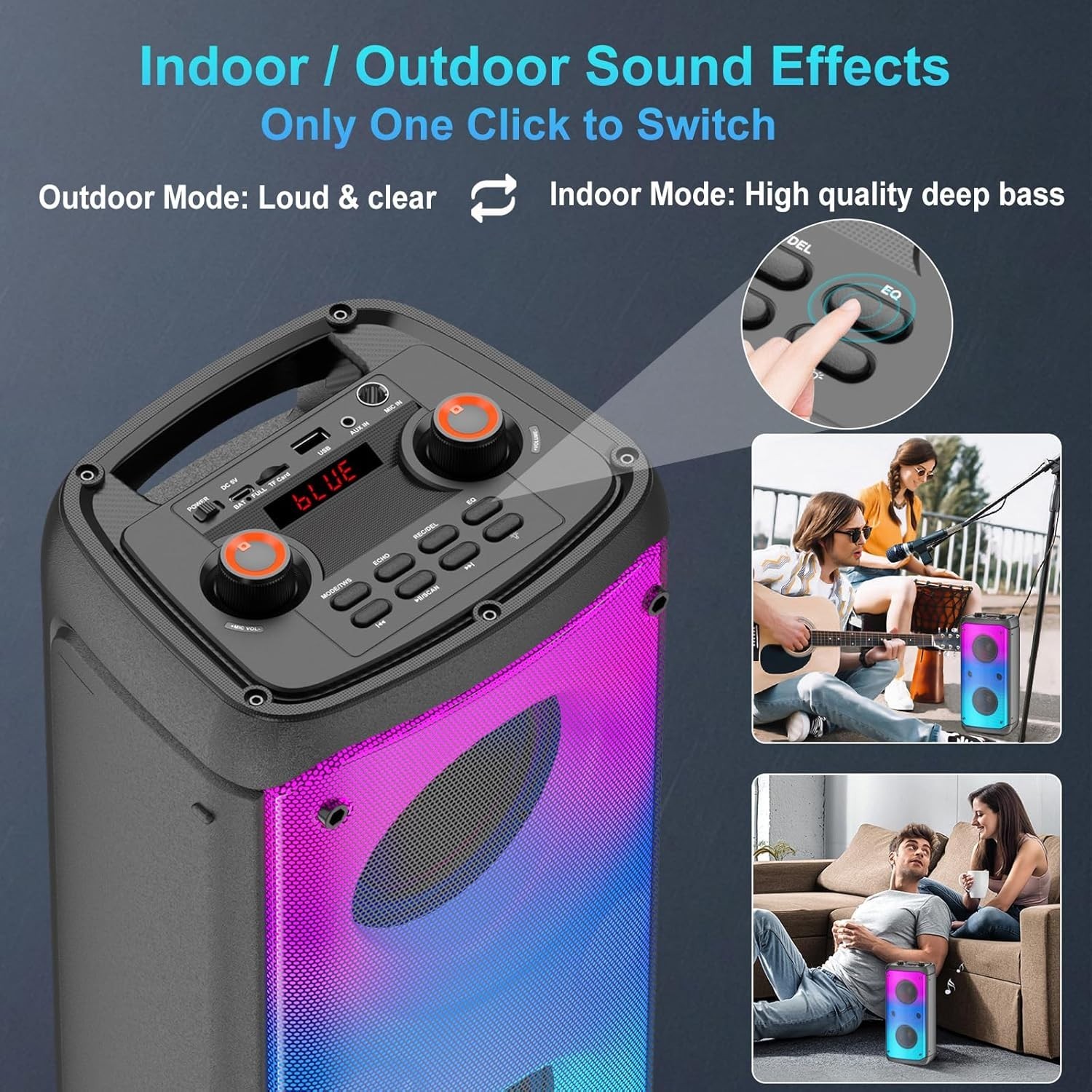 Bluetooth Speaker, 80W Peak Outdoor Speakers Bluetooth Wireless, TWS Portable…