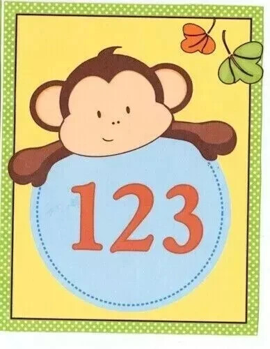 jungle monkey wall safe sticker 123 animal 10.5 inch 1pc