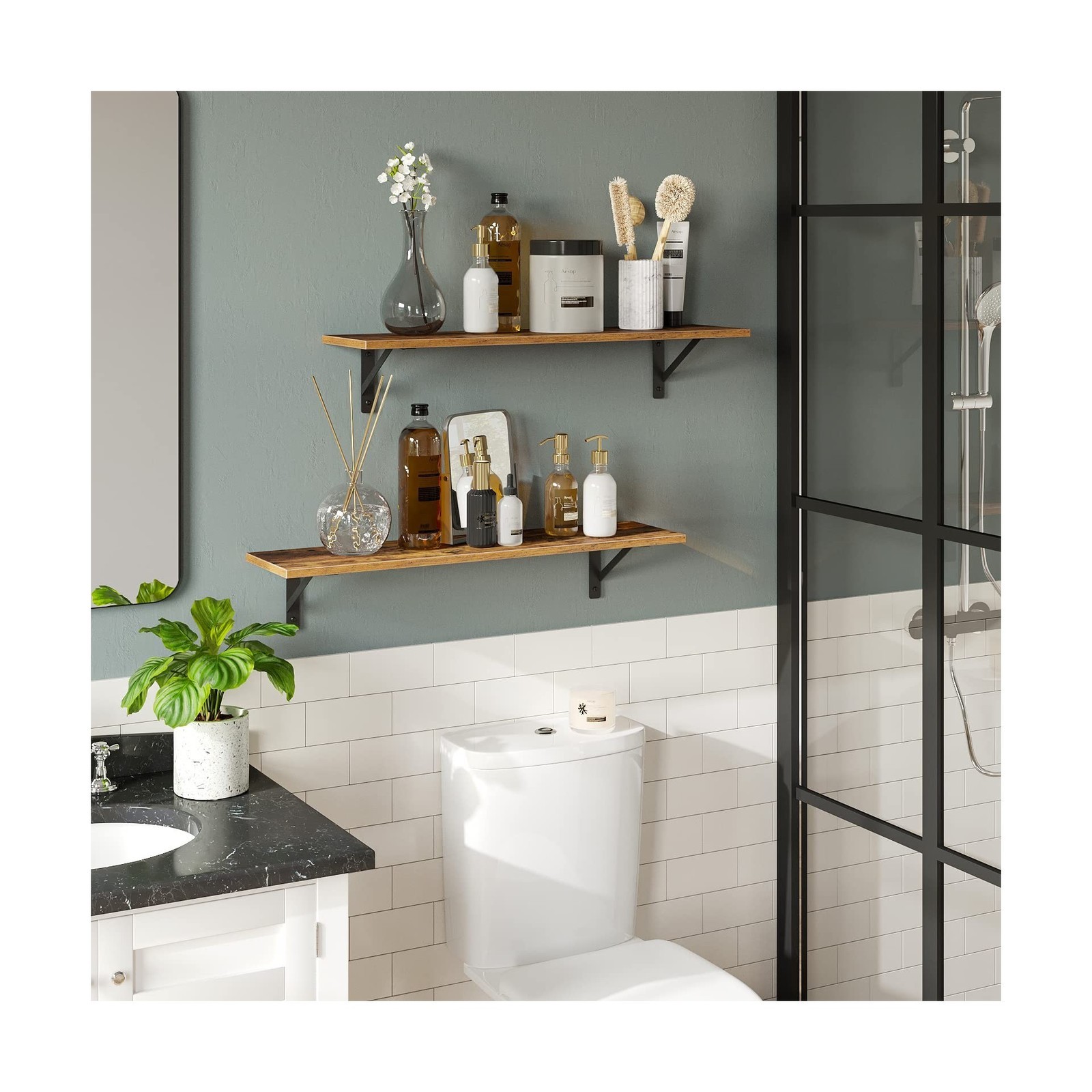 DINZI LVJ Long Wall Shelves, 31.5 Inch Wall Mounted Shelves Set of 2, Easy-to…