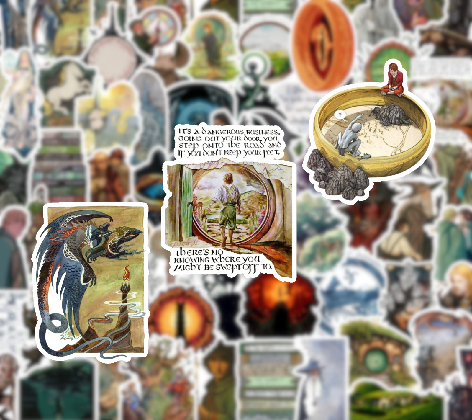 25/50 Lord of the Rings Sticker Pack – Waterproof Vinyl – Hobbi Tolkien Shire