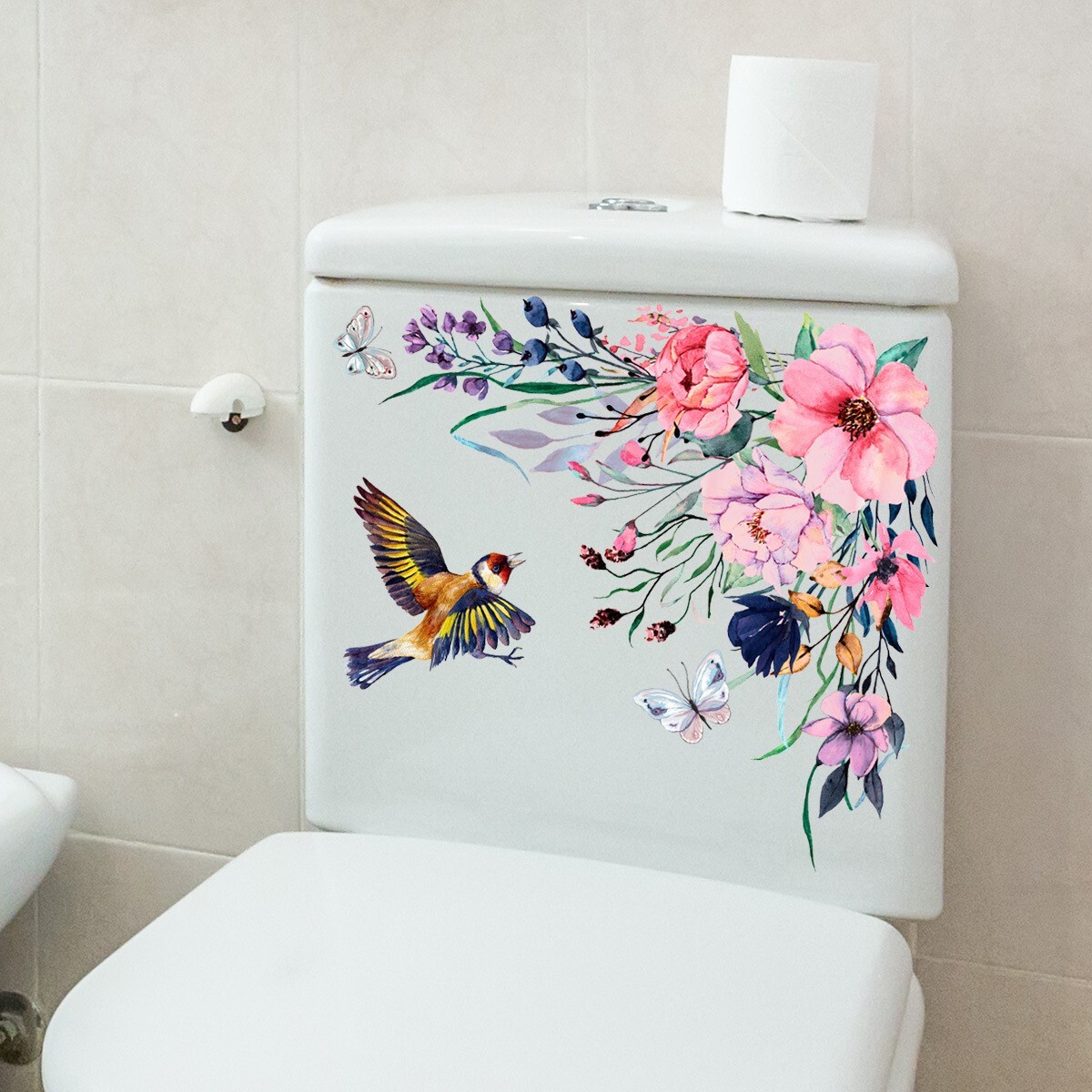 1Pcs Plant Flower Decorative Sticker Easy Use PVC Toilet Fridge Sticker Art Déco