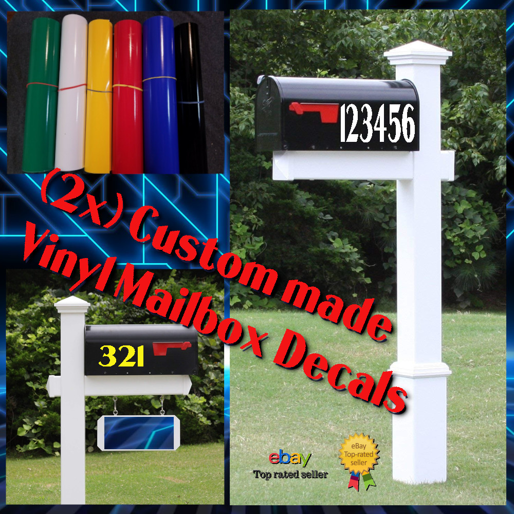 (2x) Custom made CNC cut Vinyl Mailbox Decals – Number / Lettering decals! F/S~~