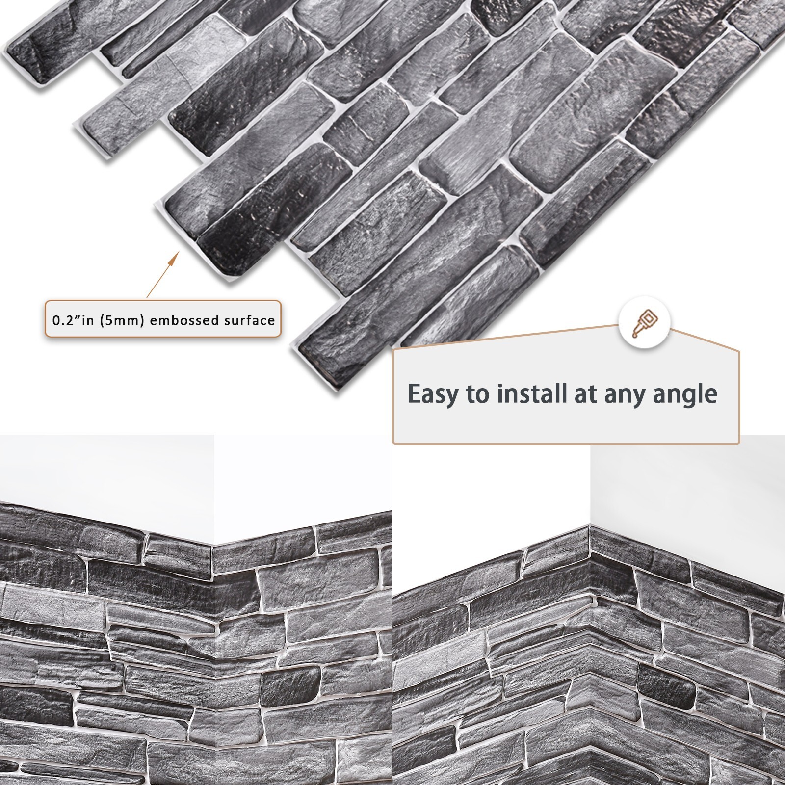 10pcs (53sqft) 3D PVC Wall Panels for Interior Decor