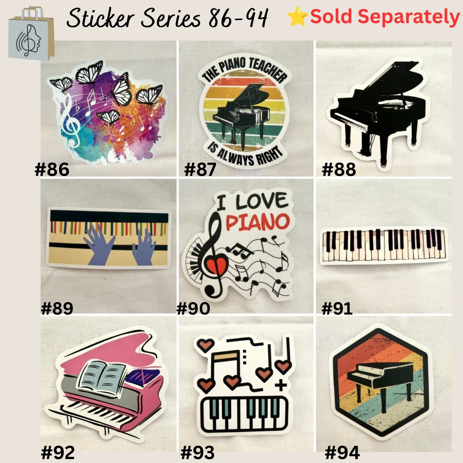 Piano Teacher Sticker No87 Funny Piano Teacher Gift Waterproof Vinyl Style Music