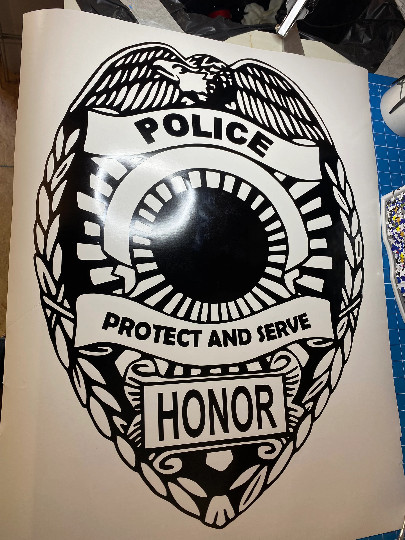 Custom Police Badge "Protect and Serve" Shield Style Vinyl Decal, Custom Sizes