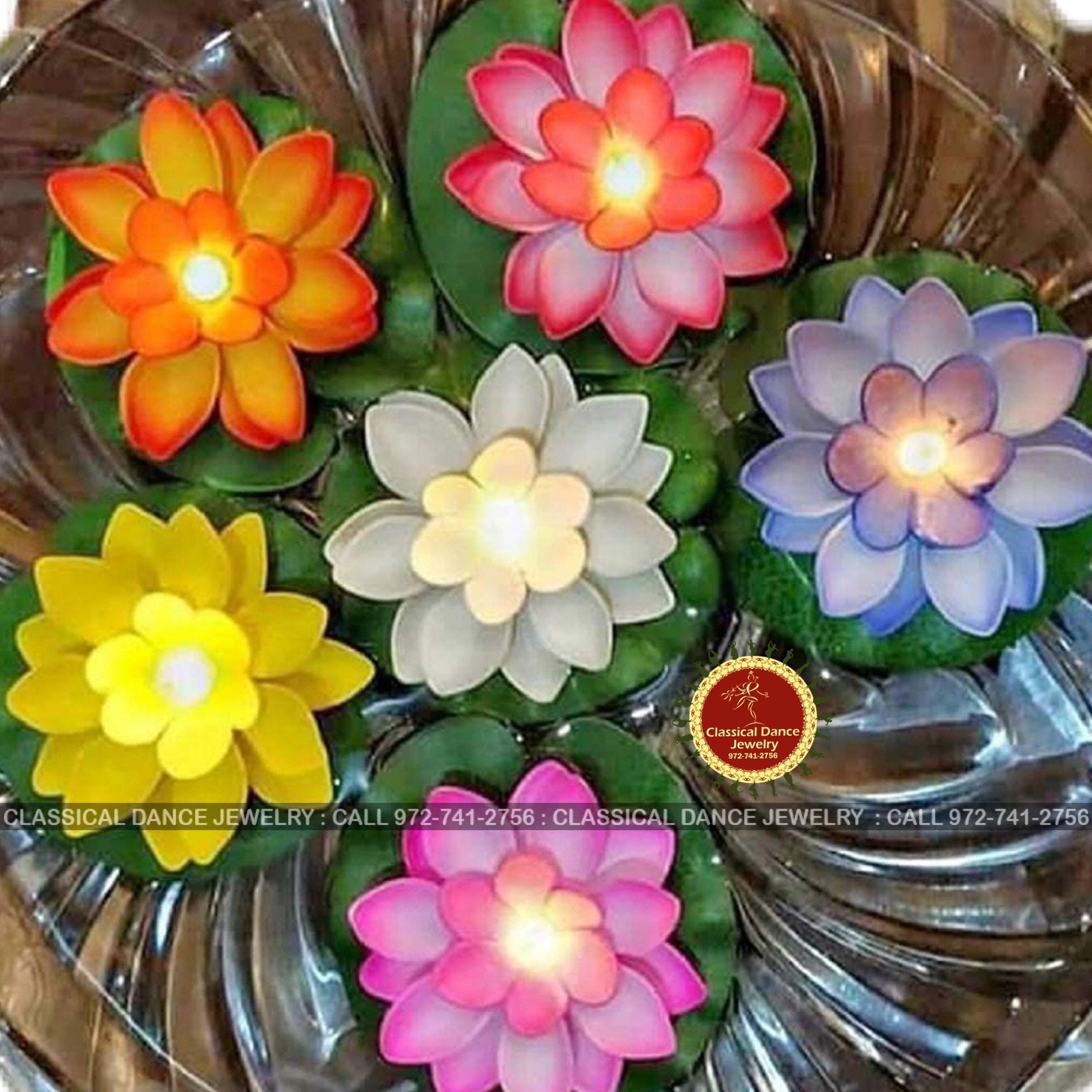 Diwali Water Floating Multicolor LED Lotus Candle Diya (6 Pcs ) lamps |
