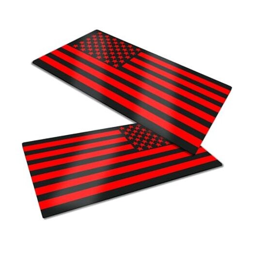 2PCS American Flag Decal Embossed 3D Metal Black and Red American Black+Red