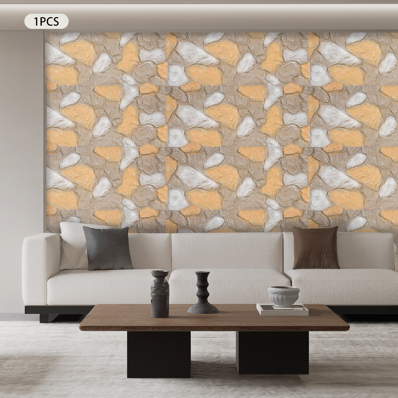 3D Faux Stone Wall Panel PU Wall Panel for Interior Exterior Decor Reddish Brown