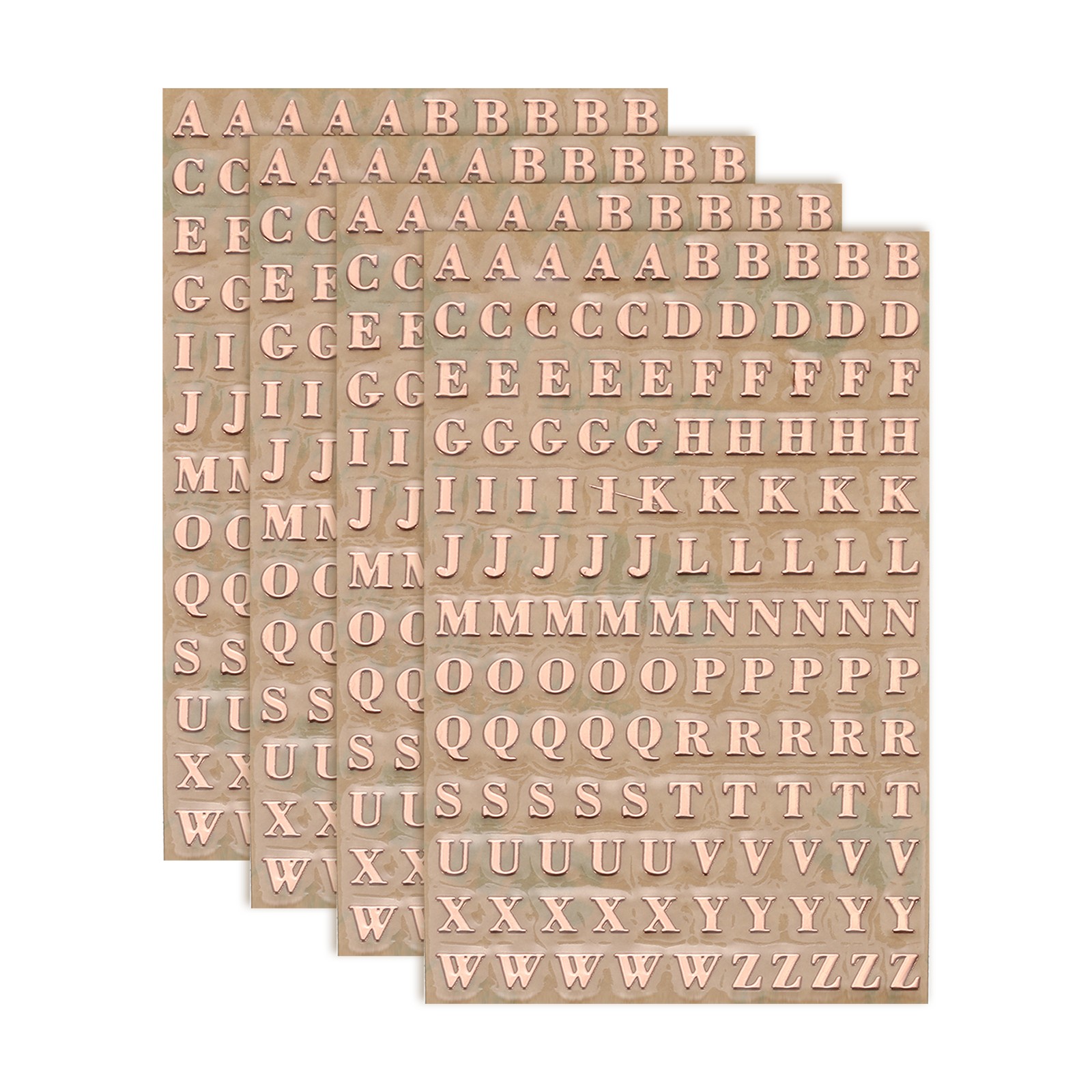 4Sheets Letter Stickers 0.12"Letter Alphabet Stickers Rose Gold,Uppercase