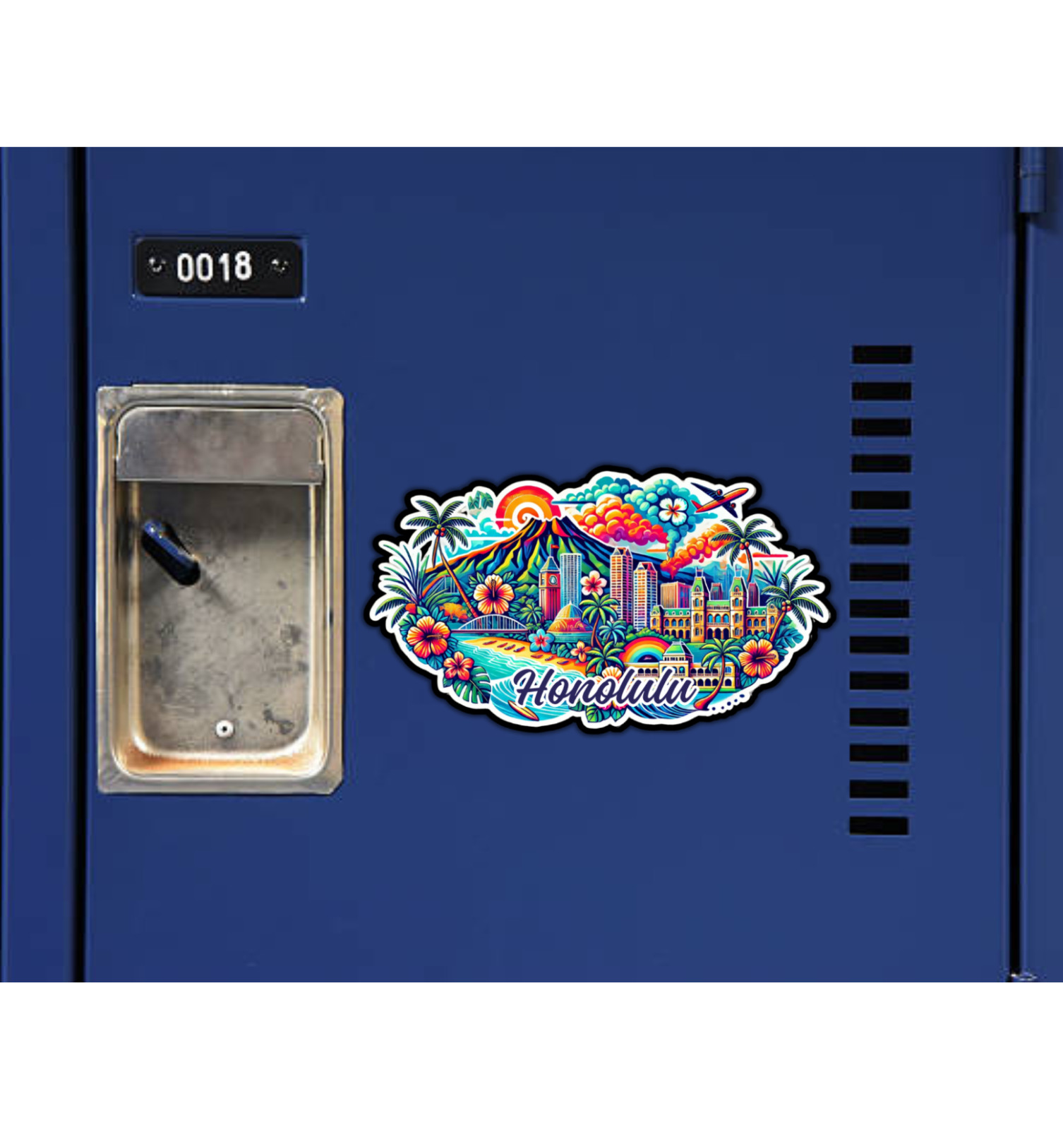 Honolulu Hawaii Fridge Magnet or Laptop Sticker