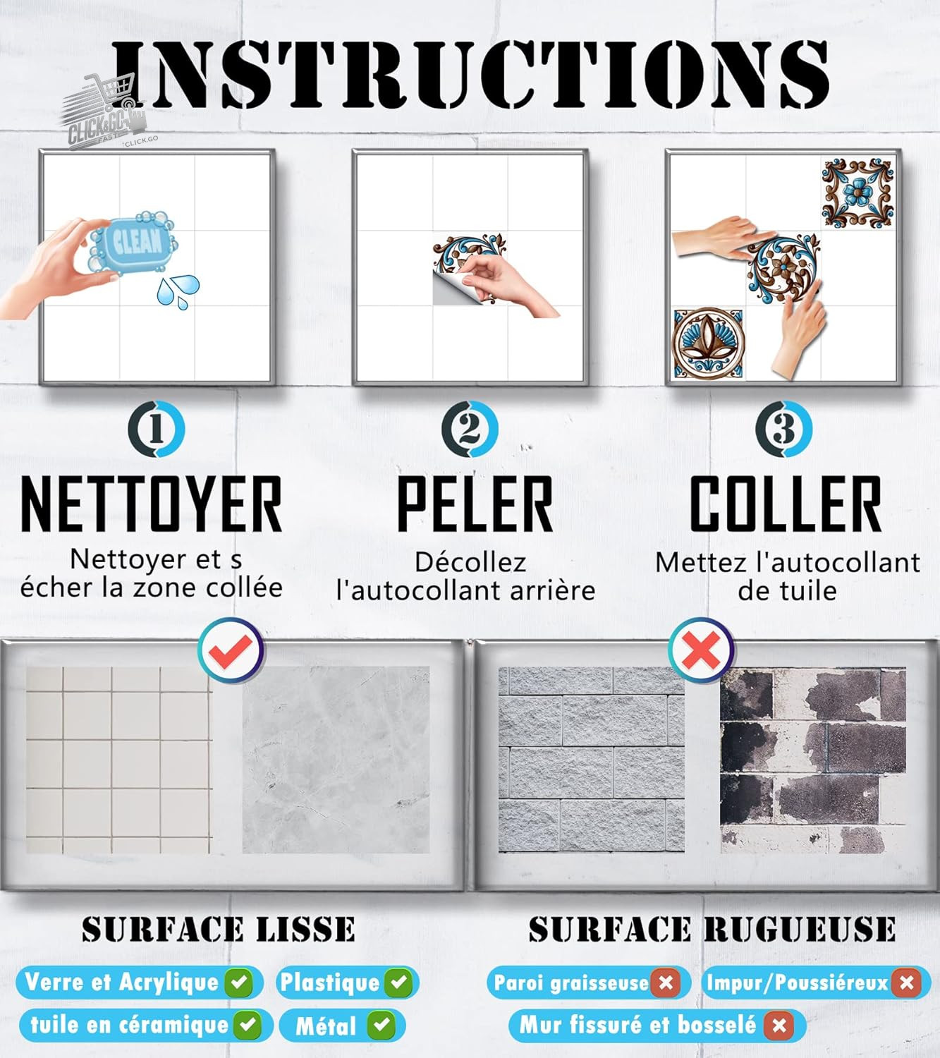 20 Stickers Tiles 10×10 Kitchen Bathroom Mosaic PVC Waterproof Blue Wall Back