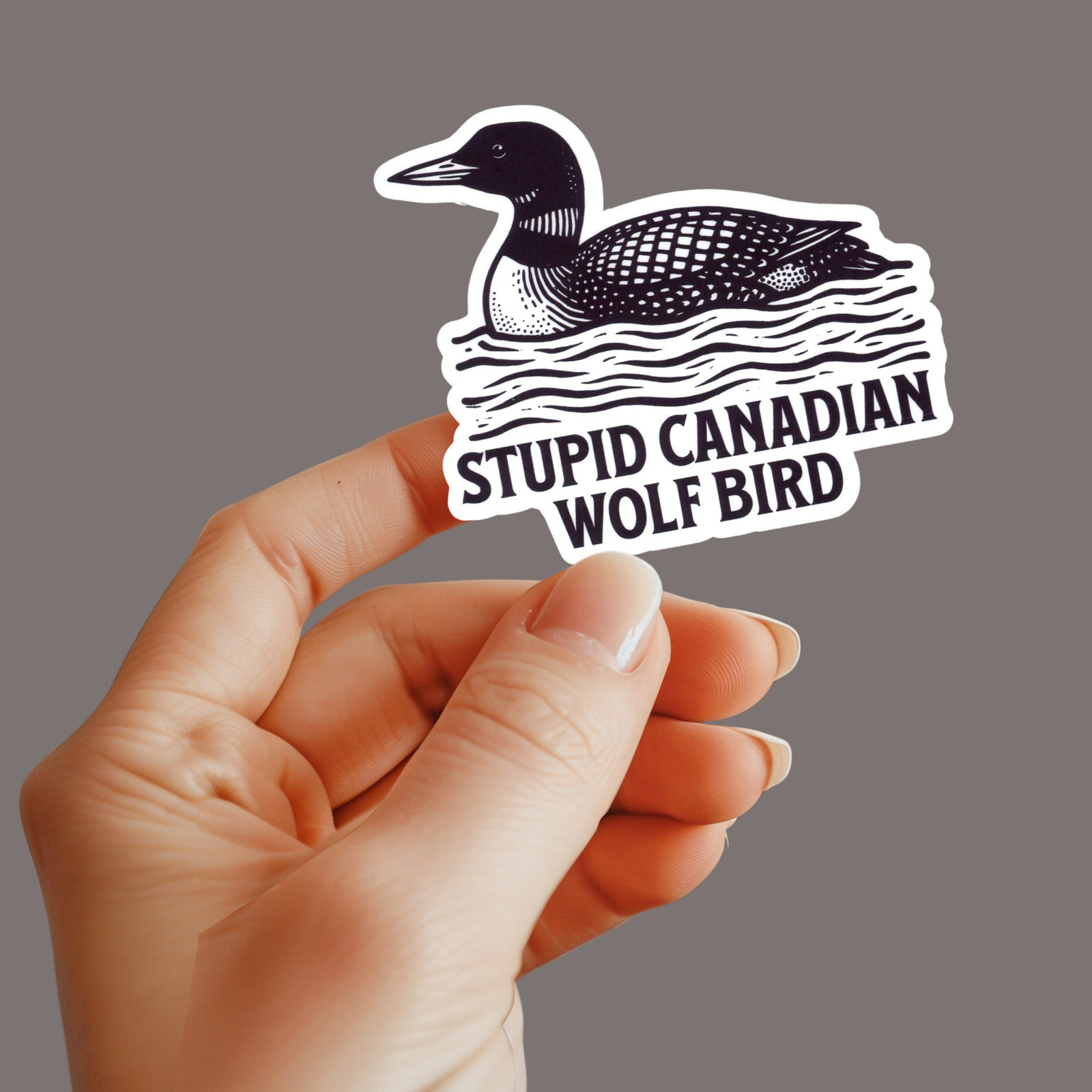 Stupid Canadian Wolf Bird Sticker, Hockey Romance Hockey Sticker