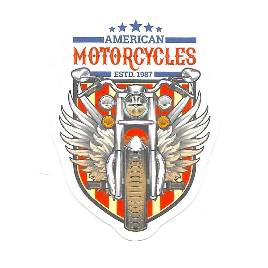 American Motorcycles Vinyl Sticker Eagle Wings USA Shield Biker Decal Helmet Art