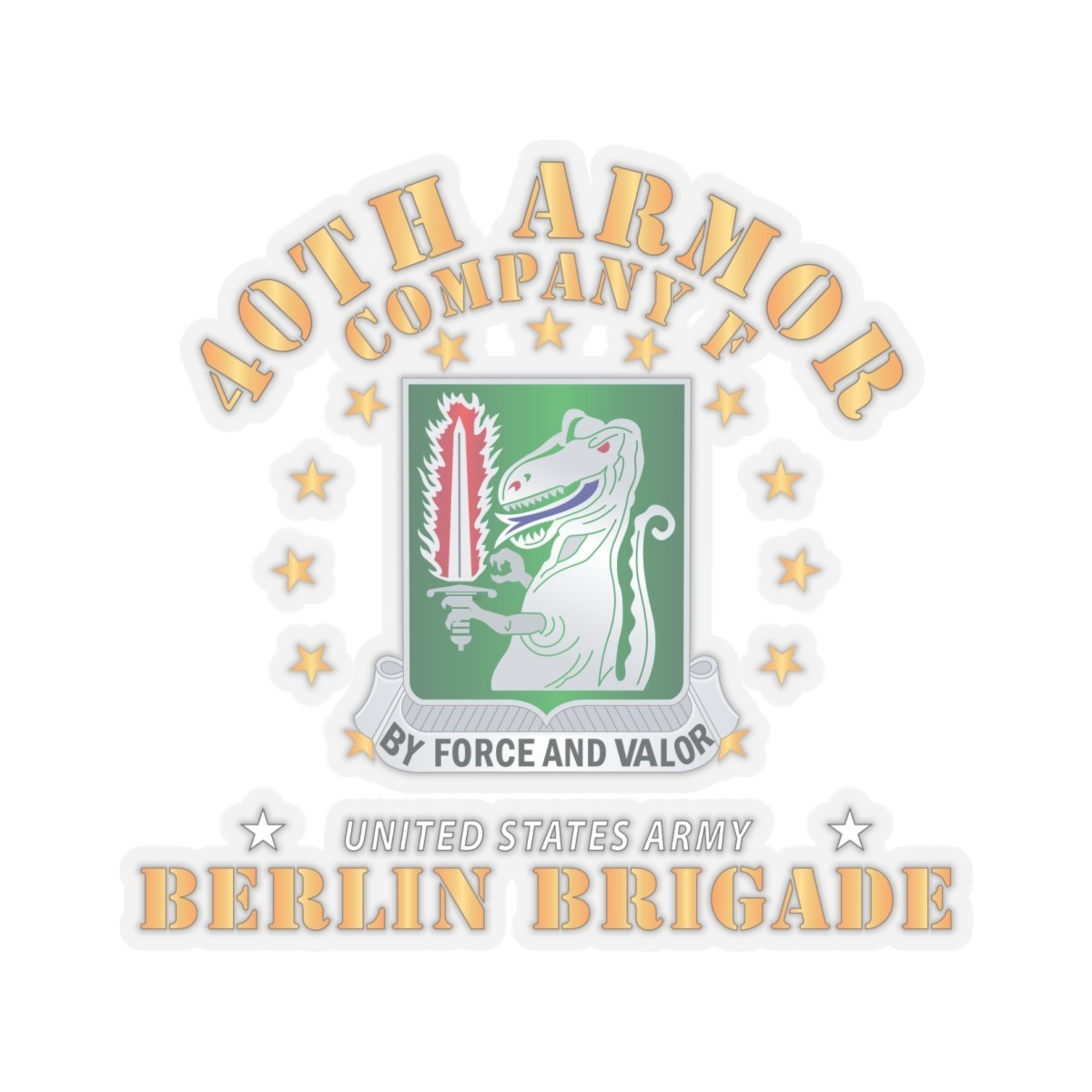 Kiss-Cut Stickers – Army – Company F 40th Armor – Berlin Brigade