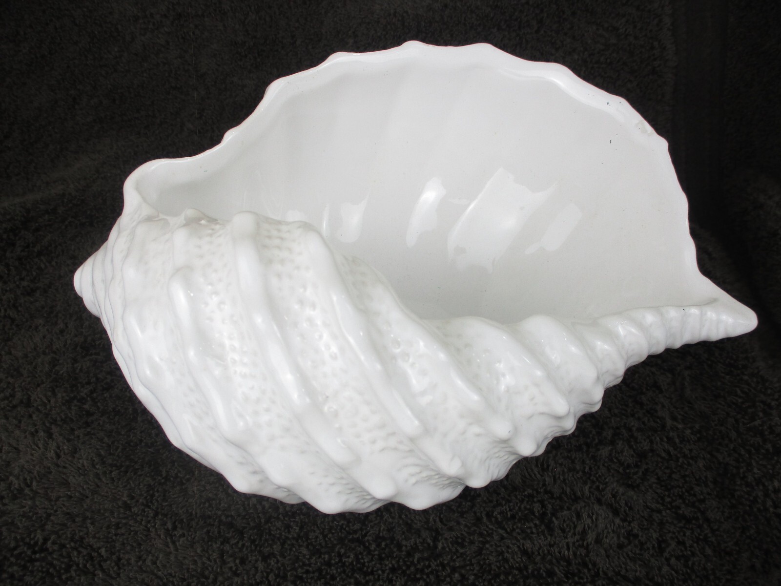 Marine Shell Vase, Seashell, Coastal Planter white planter midcentury clamshell