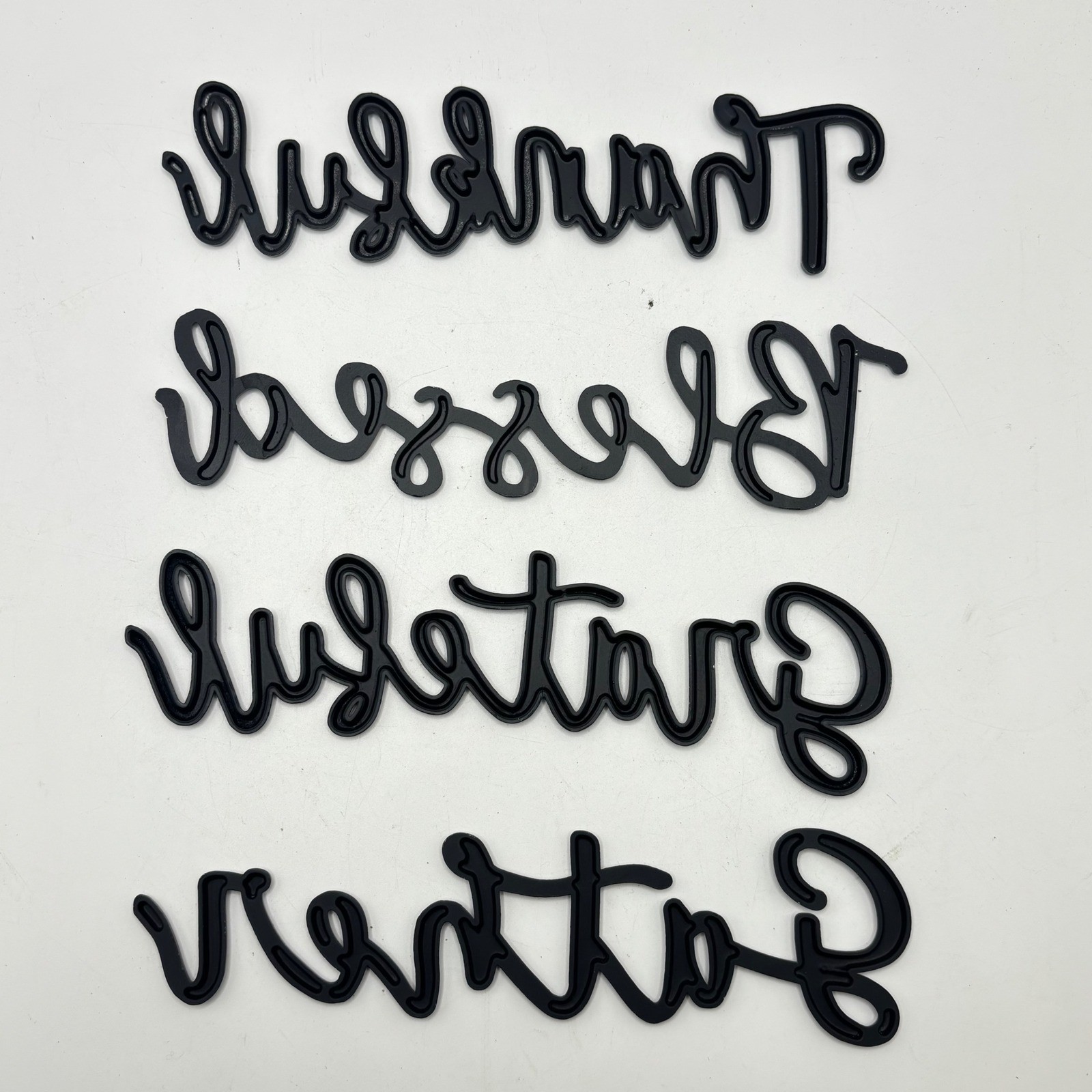 4pc Metal Script Wall Signs Black Thankful Blessed Grateful Gather Home Decor