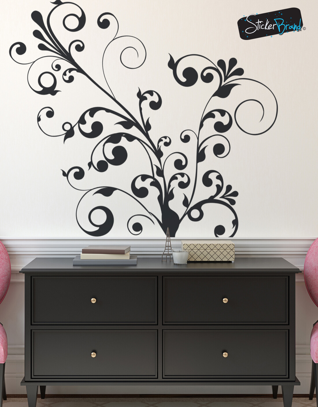 Swirl Floral Flower Wall Decal Decor Sticker #511
