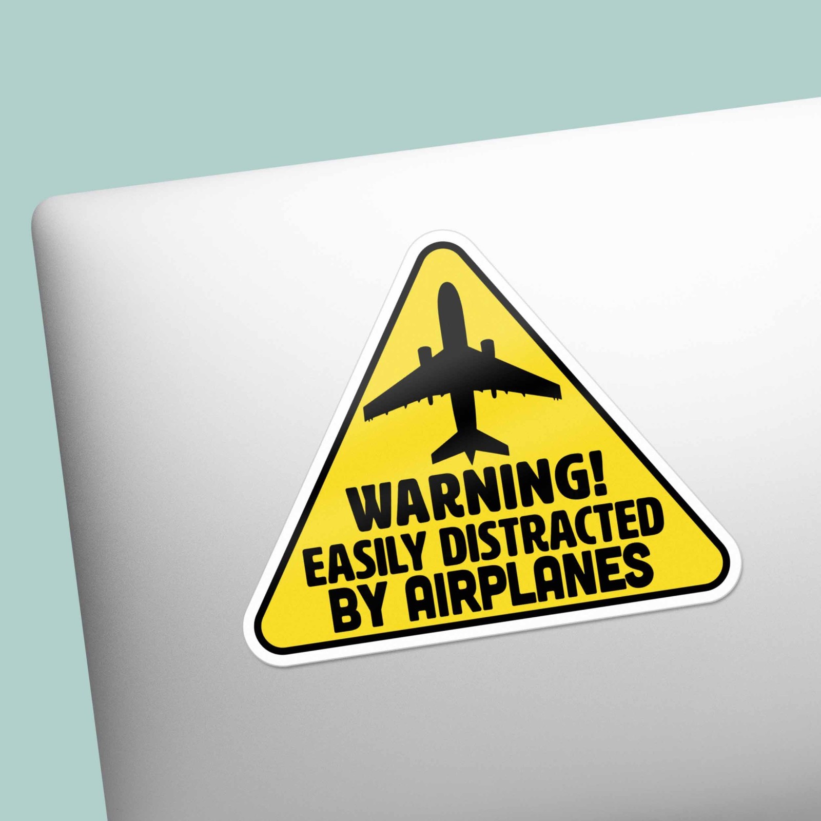 Easily Distracted by Airplanes Sticker – Funny Pilot Decal for Laptop