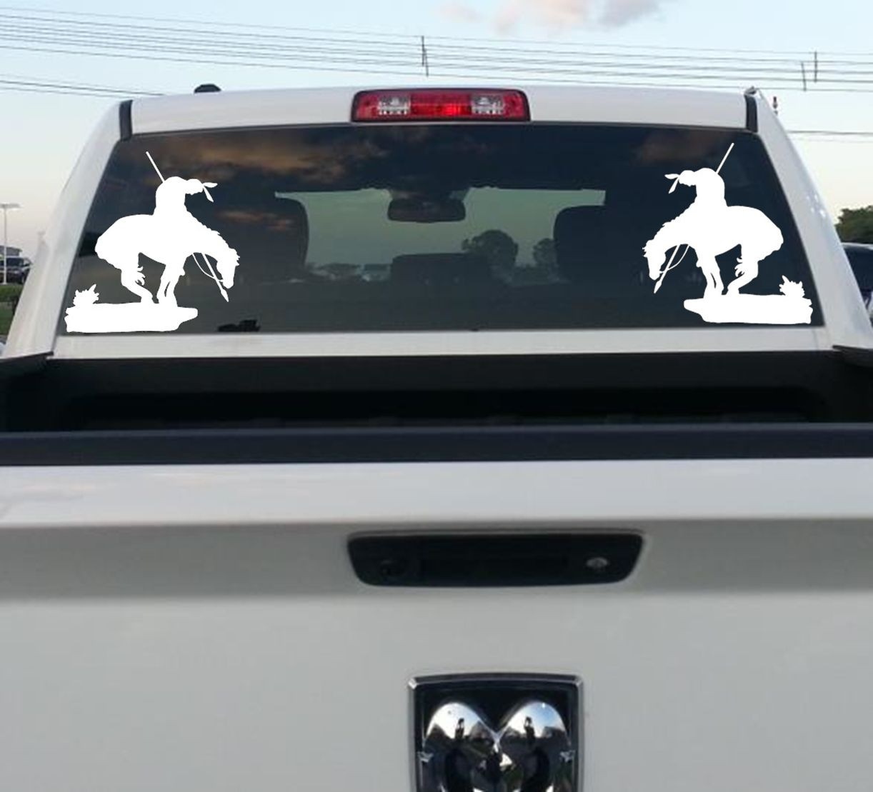2X LARGE 12.5X12" Indian Warrior End of the Trail Vinyl Decal Stickers