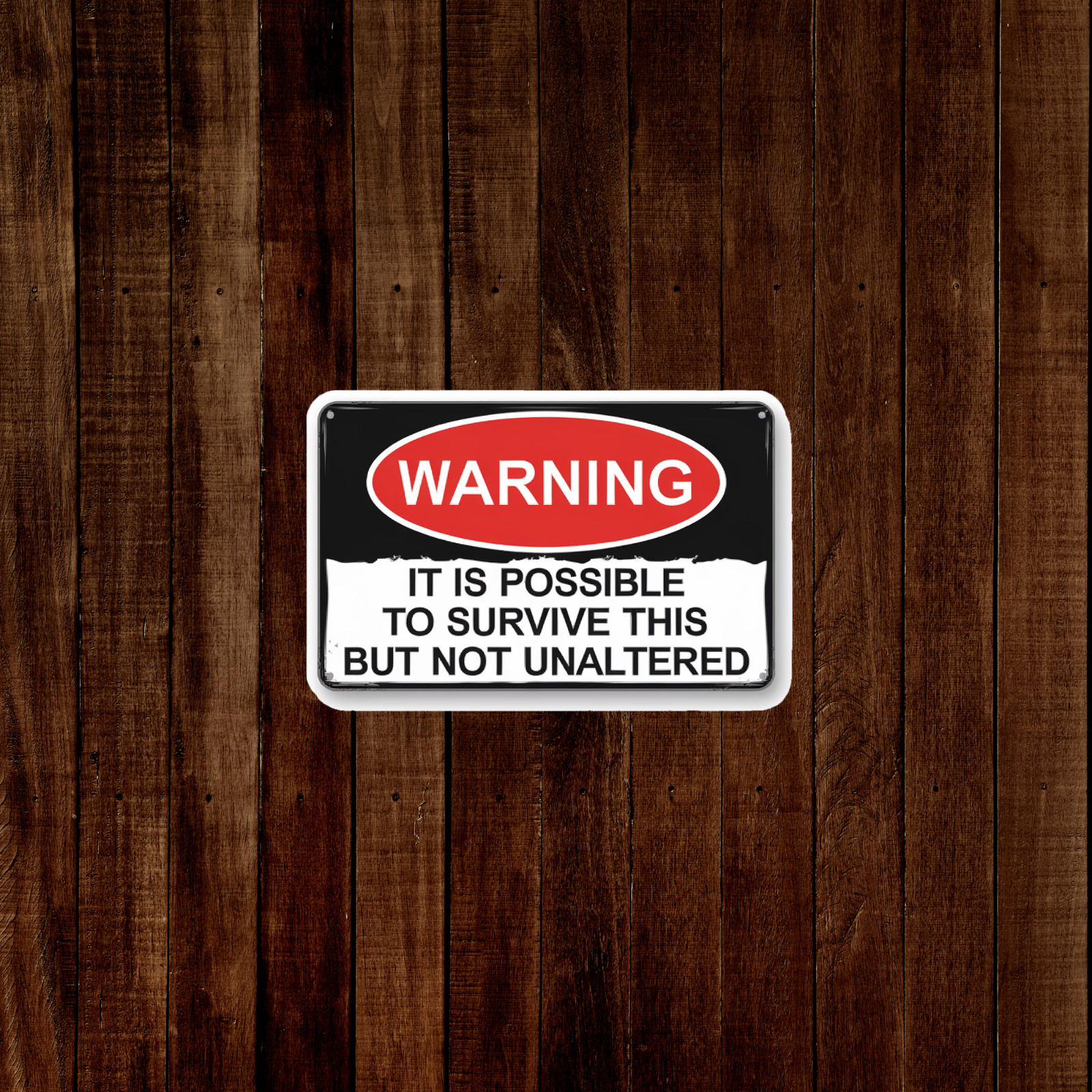Warning It Is Possible To Survive This But Not Unaltered Funny Metal Sign #1576