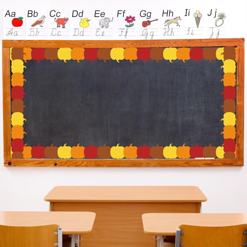 32.8ft Pumpkin Border Trim Sticker for Chalkboards Notice Board Decoration