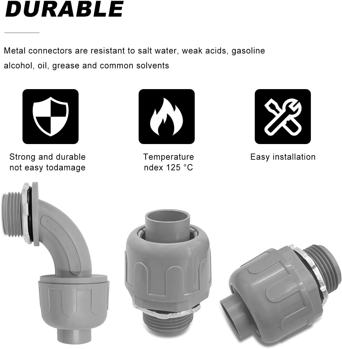 3/4 inch Liquid Tight Connector PVC Flexible Conduit Connector UL Listed Liqu…
