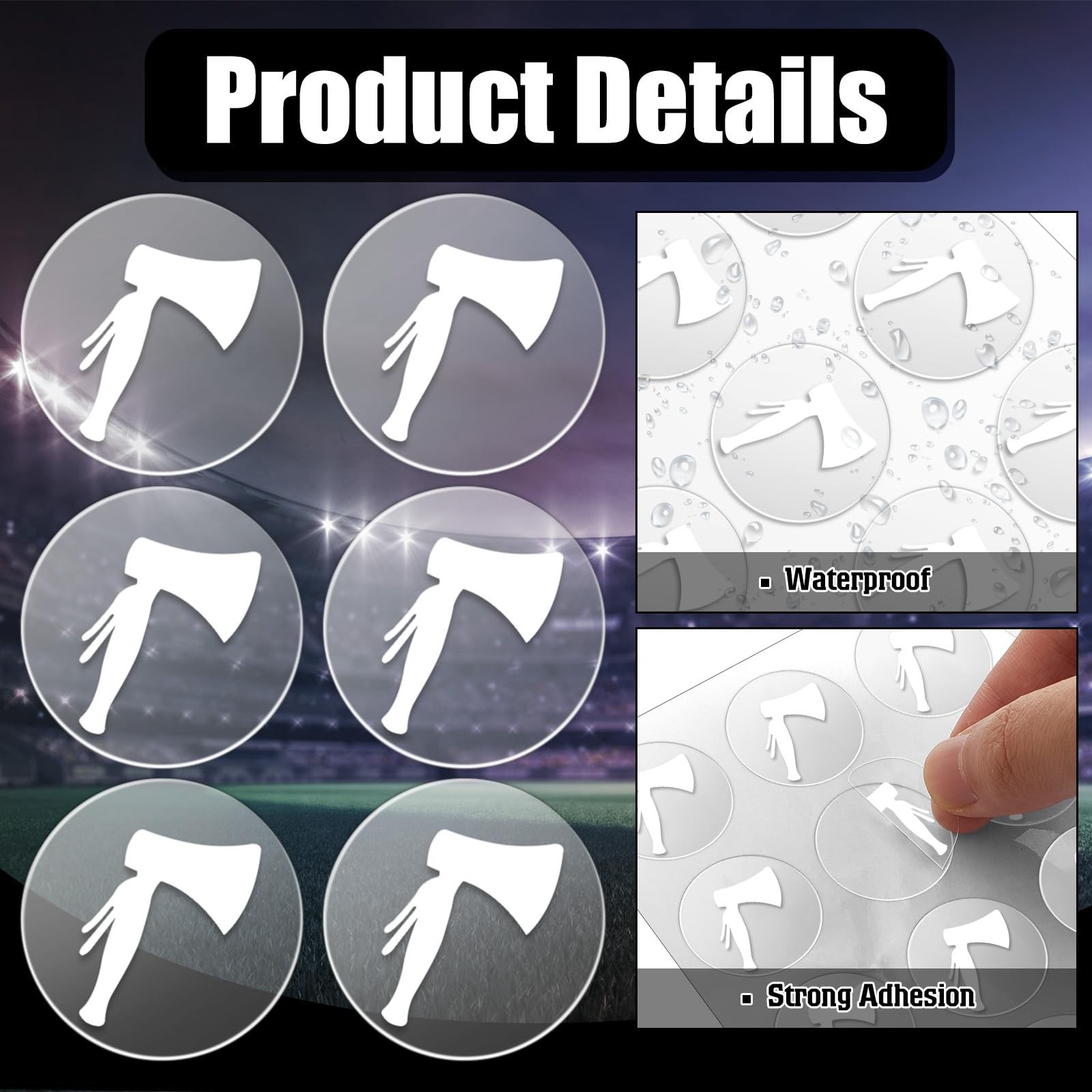 200 Pcs 8 Sheets Football Helmet Stickers Hatchet Decals 1-1/8 Inch Self Adhesiv