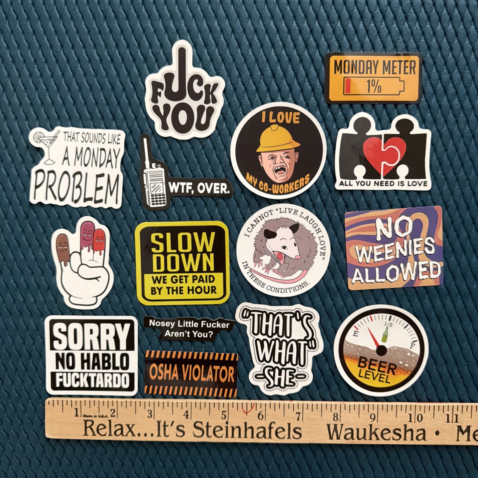 Funny and Sarcastic Glossy Printed Vinyl Stickers 15 Pieces