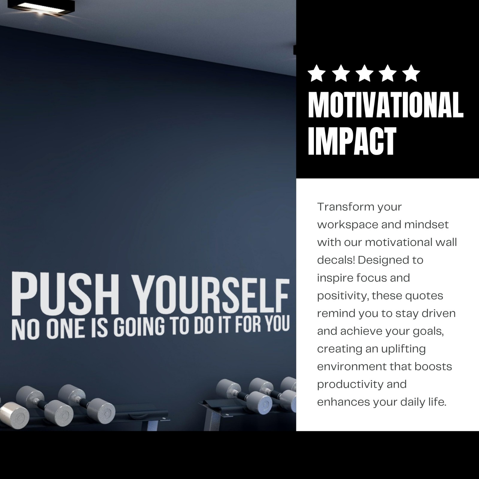 – Push Yourself – Motivational Wall Art Gym Wall Decor Decal Quote Sticker Ho…