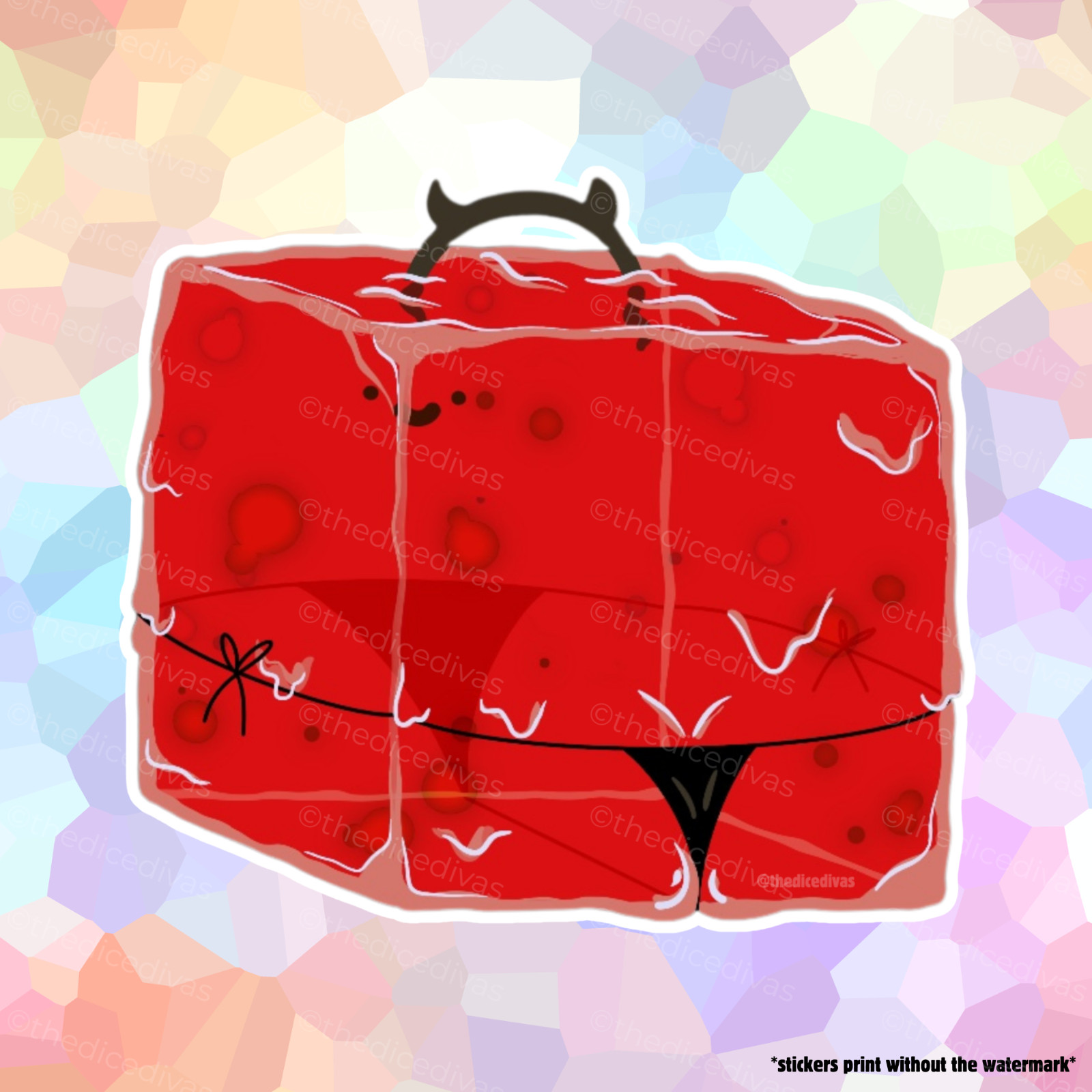 Sticker: Red Naughty Cube – Gelatinous Cube, Ooze, Dungeons and Dragons, DND