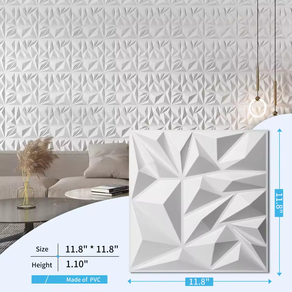 Art3d 33-Pack 3D Triangle Wall Panels for Interior Wall Background Decor – White